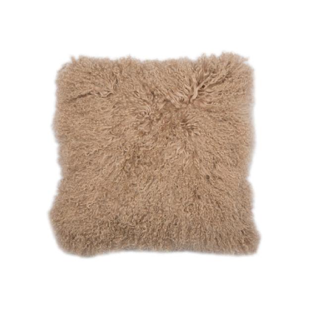 Tibetaans schapenvacht kussen beige