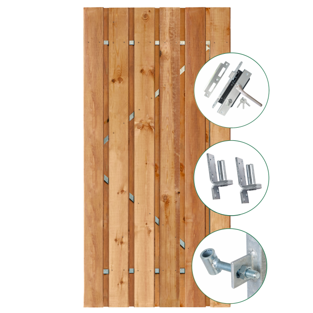 Tuindeur Privacy Grenen Bruin 100x195cm met RVS slot