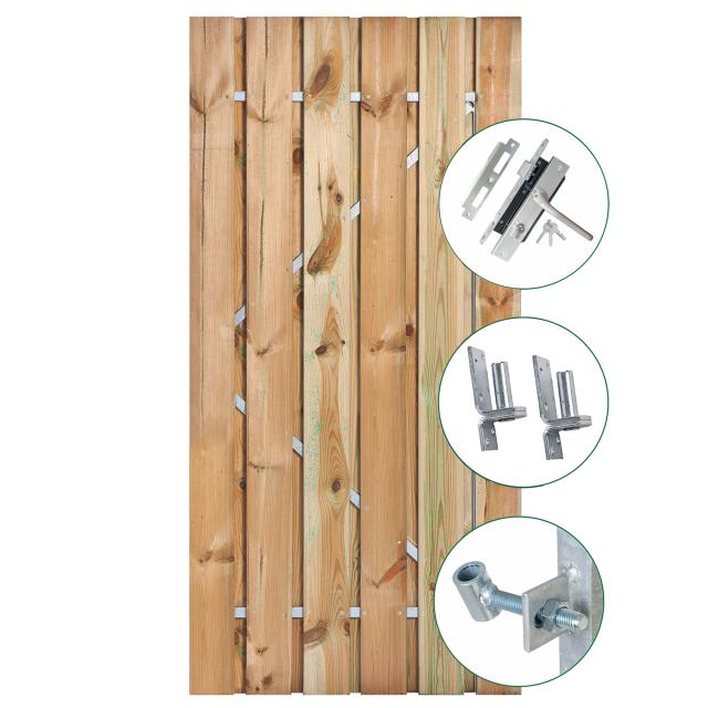 Tuindeur Privacy Grenen 100x195cm met RVS slot